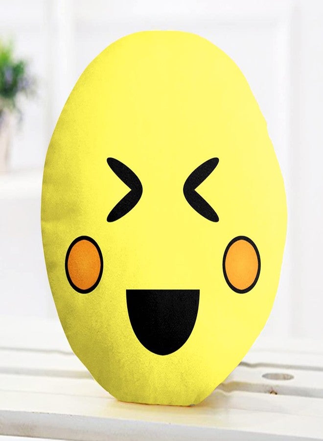 DREAMVIO Velvet Round Shape Fabric Printed Soft Plush Filled Cushions/Pillow - 11X11 Inch, Smiley 17 (Yellow) - Image 3